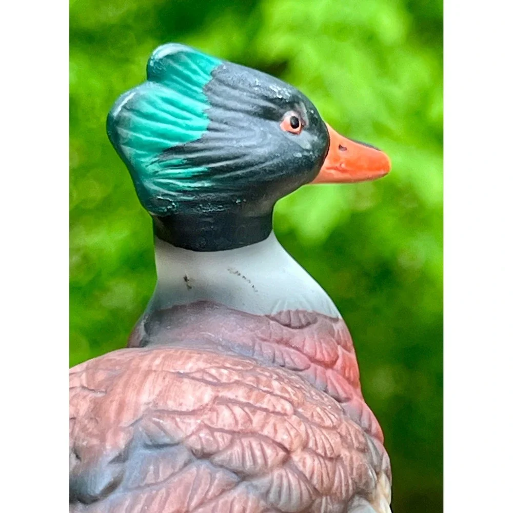 Bird Figurine Red Breasted Merganser Hand Painted Ceramic Vintage Animal Decor